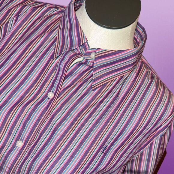 Plus Size Lauren Ralph Lauren Stripped Long Sleeve Button Up Front Shirt Size 2x - Picture 1 of 5